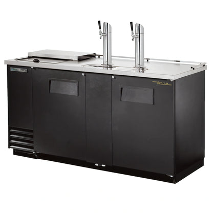 True General Foodservice TDD-3CT-HC Club Top Direct Draw Beer Dispenser, 3 Half-Barrel Capacity, 2 Columns, Black Exterior