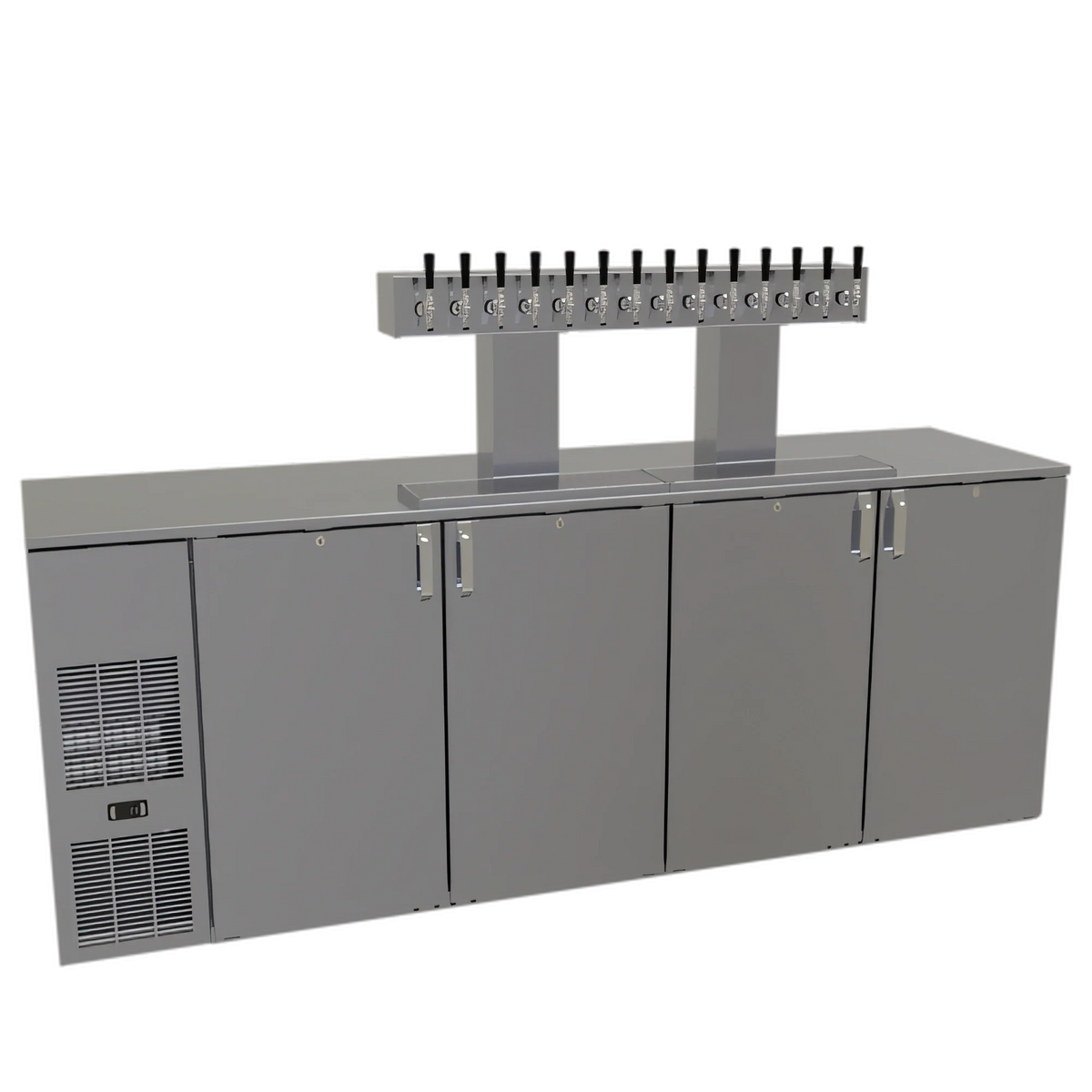 Glastender C1FB92-DD 92-Inch Four-Section Draft Beer Dispenser, Front-Serviced, Self-Contained R290 Refrigeration
