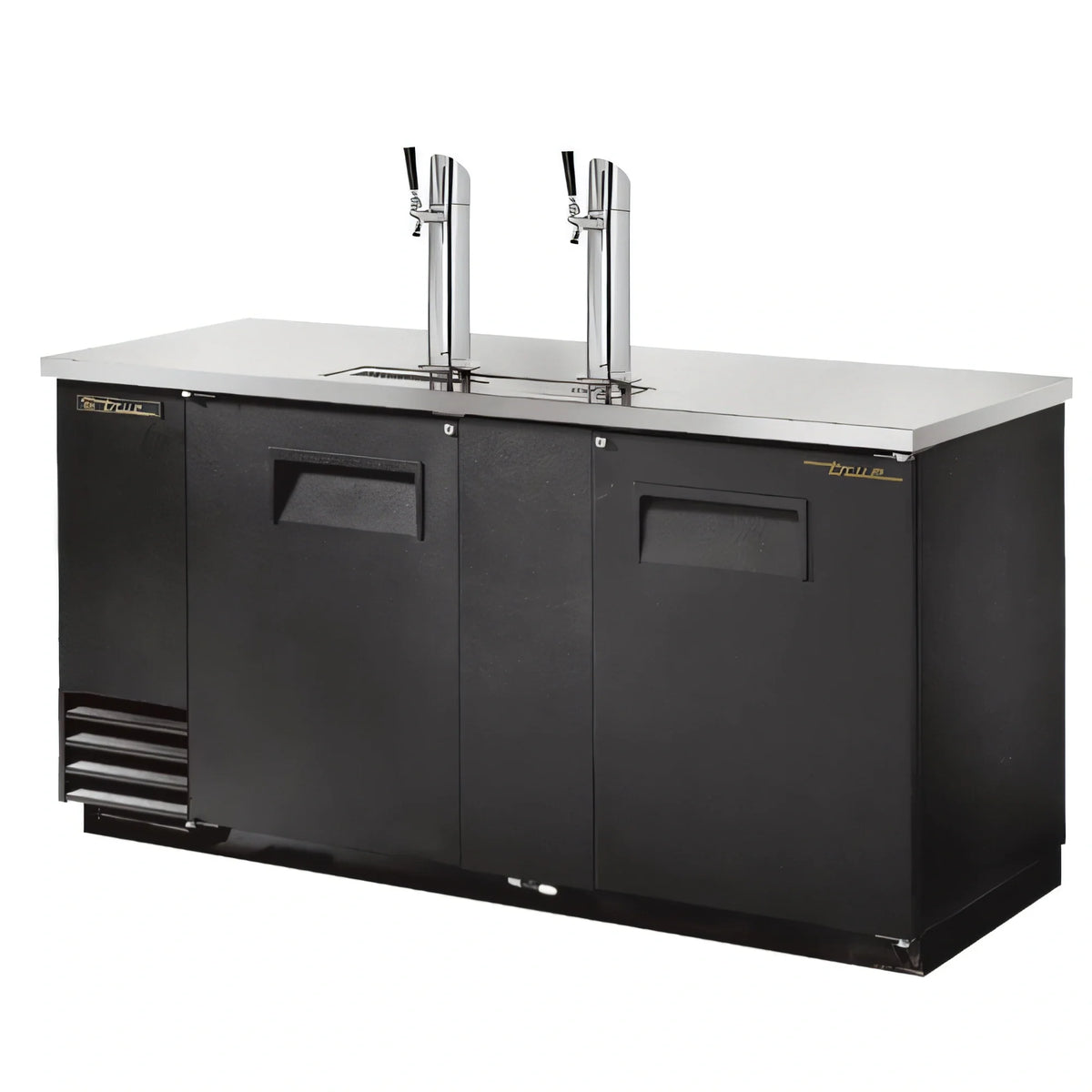 True General Foodservice TDD-3-HC 3 Half-Barrel Direct Draw Beer Dispenser, 2 Columns, Black Exterior, Stainless Steel Top