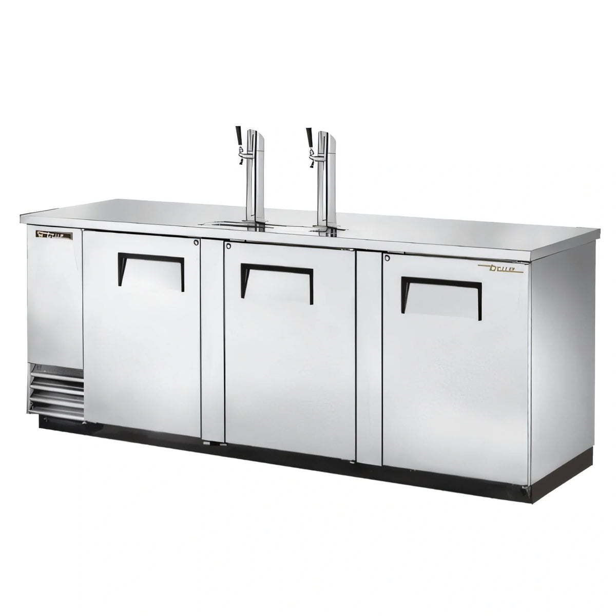 True General Foodservice TDD-4-S-HC Flat-Top Stainless Steel Direct Draw Beer Dispenser, 4 Half-Barrel Kegs, 2 Insulated Columns