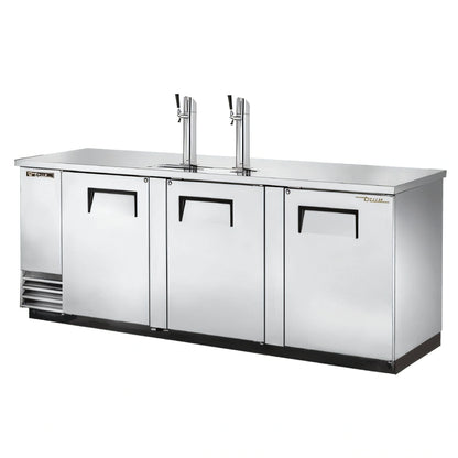 True General Foodservice TDD-4-S-HC Flat-Top Stainless Steel Direct Draw Beer Dispenser, 4 Half-Barrel Kegs, 2 Insulated Columns