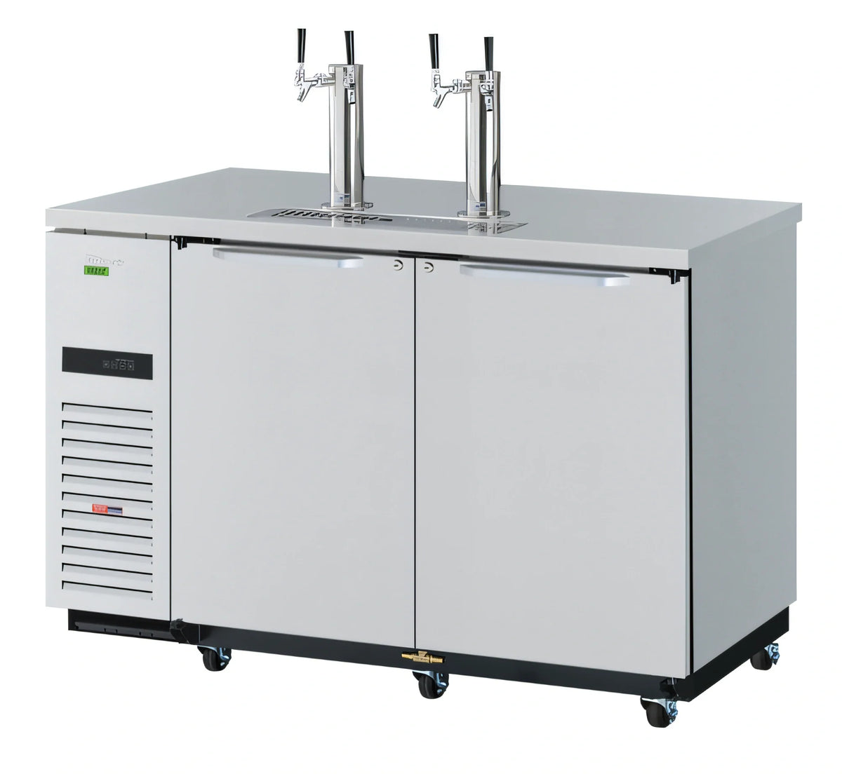 Turbo Air Super Deluxe TBD-2SDD-N6 Two-Door Stainless Steel Beer Dispenser, 2 Half-Barrel Keg Capacity, Dual Columns, ENERGY STAR