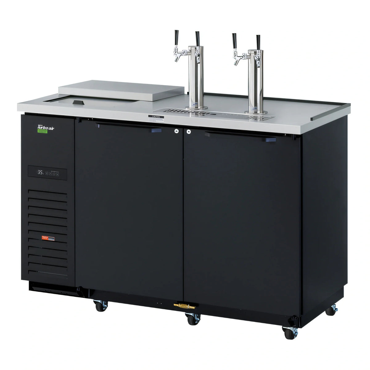 Turbo Air Super Deluxe TCB-2SBD-N6 Club Top Beer Dispenser, 2 Half-Barrel Capacity, Black Exterior, 2 Beer Towers