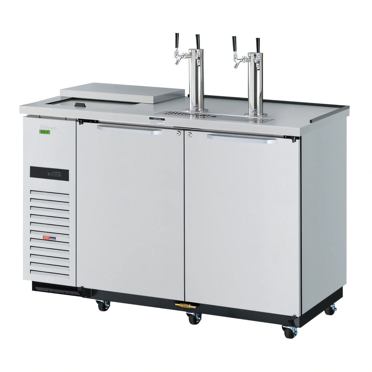 Turbo Air Super Deluxe TCB-2SDD-N6 2-Door Club Top Beer Dispenser, 2 Half-Barrel Kegs, Stainless Steel, Dual 4-Faucet Towers