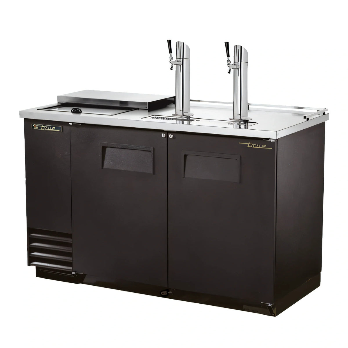 True General Foodservice TDD-2CT-HC Club Top Direct Draw Beer Dispenser, 2 Half-Barrel Capacity, 2 Columns, Black Exterior