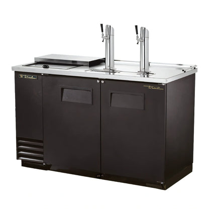 True General Foodservice TDD-2CT-HC Club Top Direct Draw Beer Dispenser, 2 Half-Barrel Capacity, 2 Columns, Black Exterior
