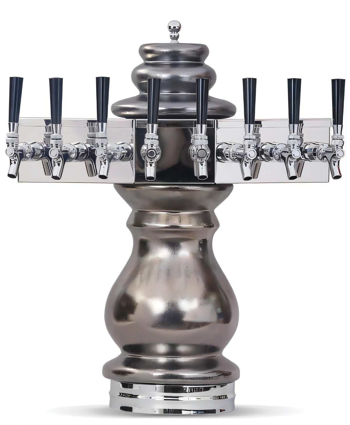 Glastender BM-4-PB 4-Faucet Countertop Draft Beer Dispensing Tower, Polished Brass Ceramic Column, Air-Cooled with Drain Pan