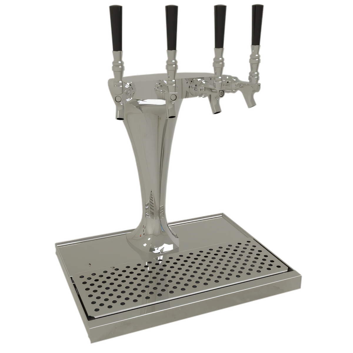 Glastender CBT-4-MF 4-Faucet Countertop Air-Cooled Direct-Draw Draft Beer Dispensing Tower, Mirror Finish Stainless Steel
