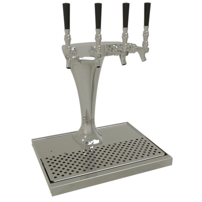 Glastender CBT-4-MF 4-Faucet Countertop Air-Cooled Direct-Draw Draft Beer Dispensing Tower, Mirror Finish Stainless Steel