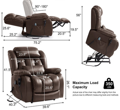 Lay Flat Power Lift Chair Recliner with Heat & Massage | Latitude Run
