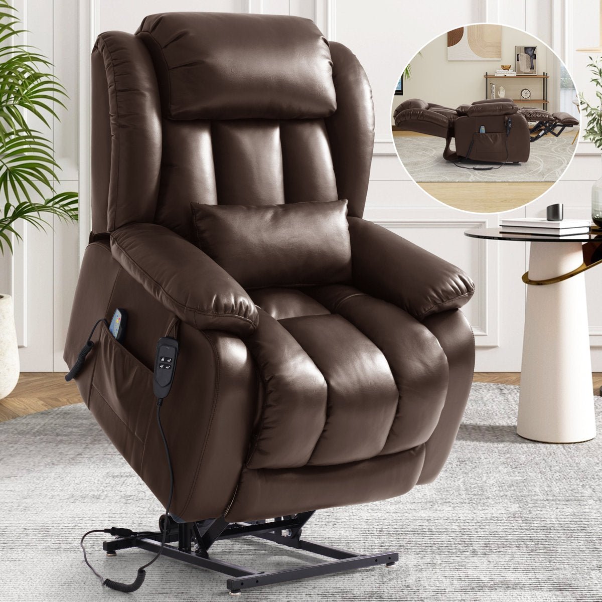 Lay Flat Power Lift Chair Recliner with Heat & Massage | Latitude Run