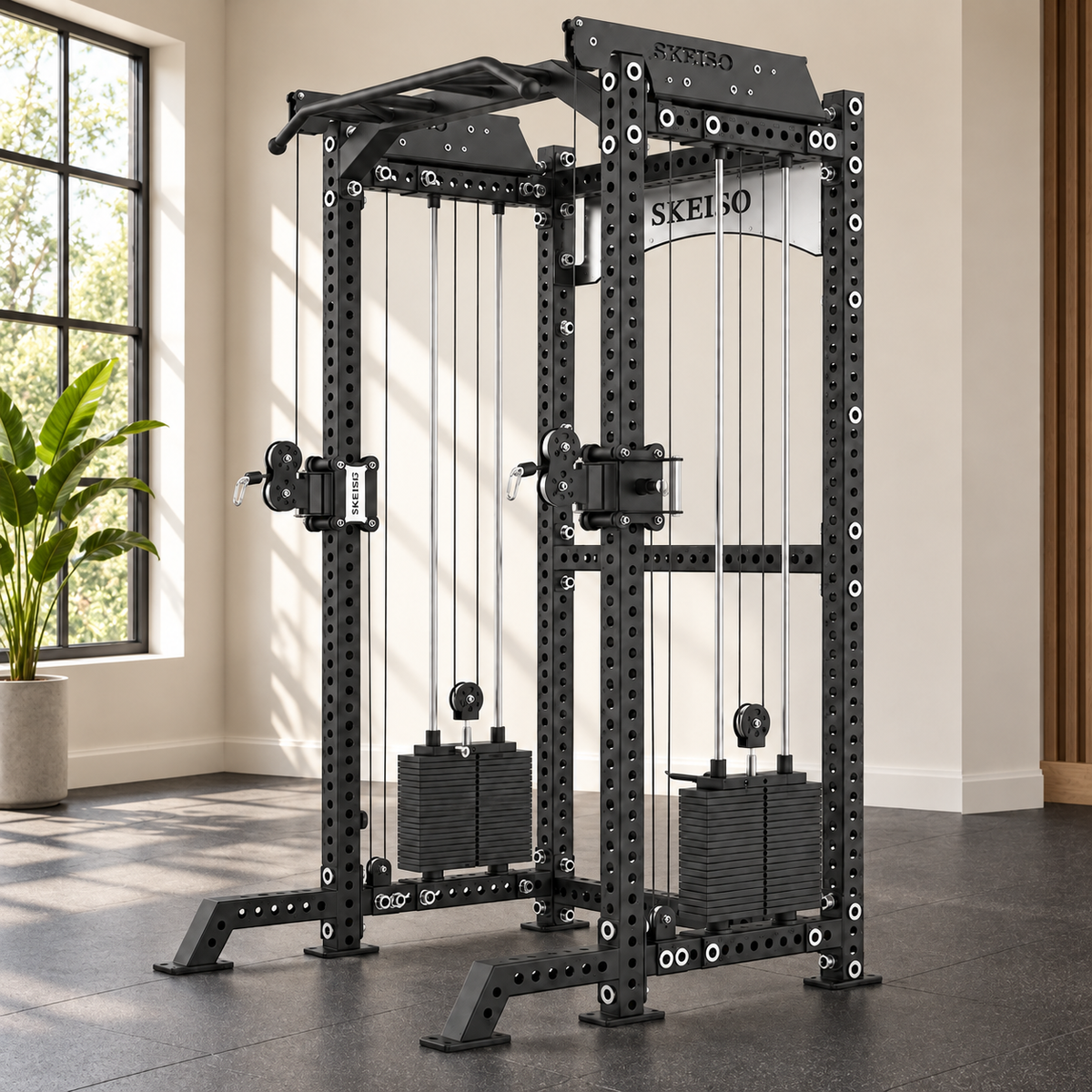 SKS-2 Half Rack Functional Trainer with Dual Weight Stacks