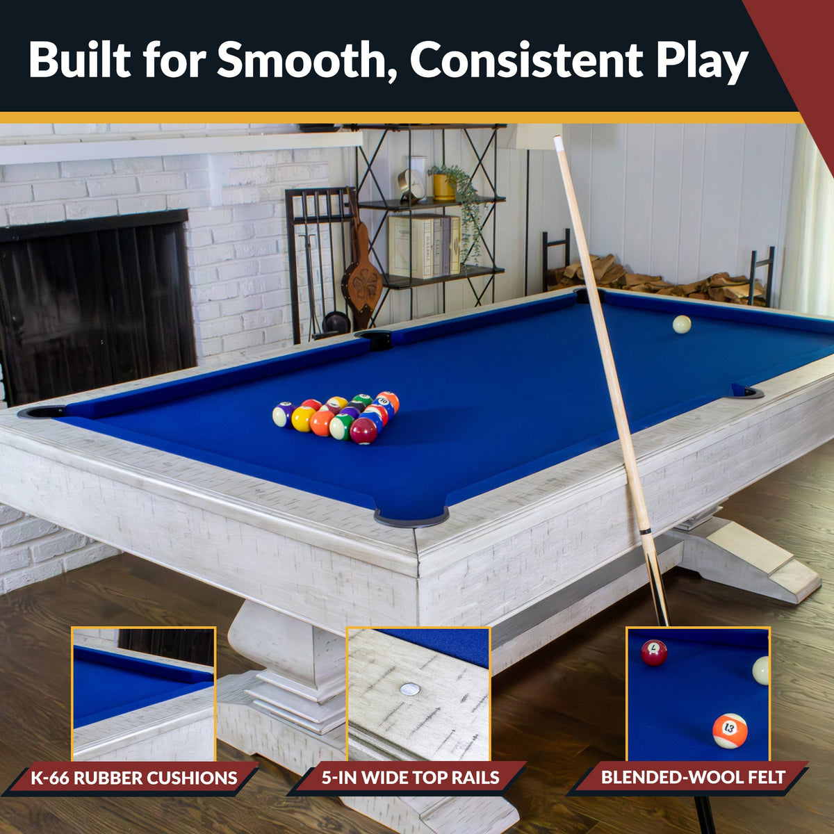 Hathaway Montecito 8-ft Pool Table- Driftwood Finish with Blue Felt