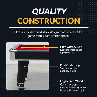 Hathaway Jupiter 7-ft Pool Table - Black with Red Felt