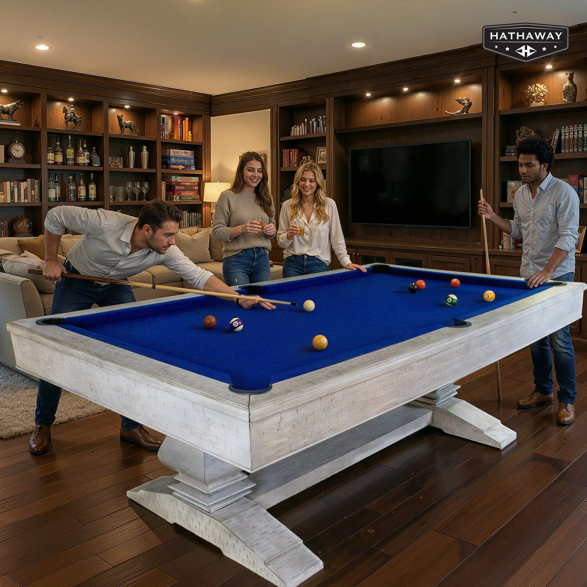 Hathaway Montecito 8-ft Pool Table- Driftwood Finish with Blue Felt