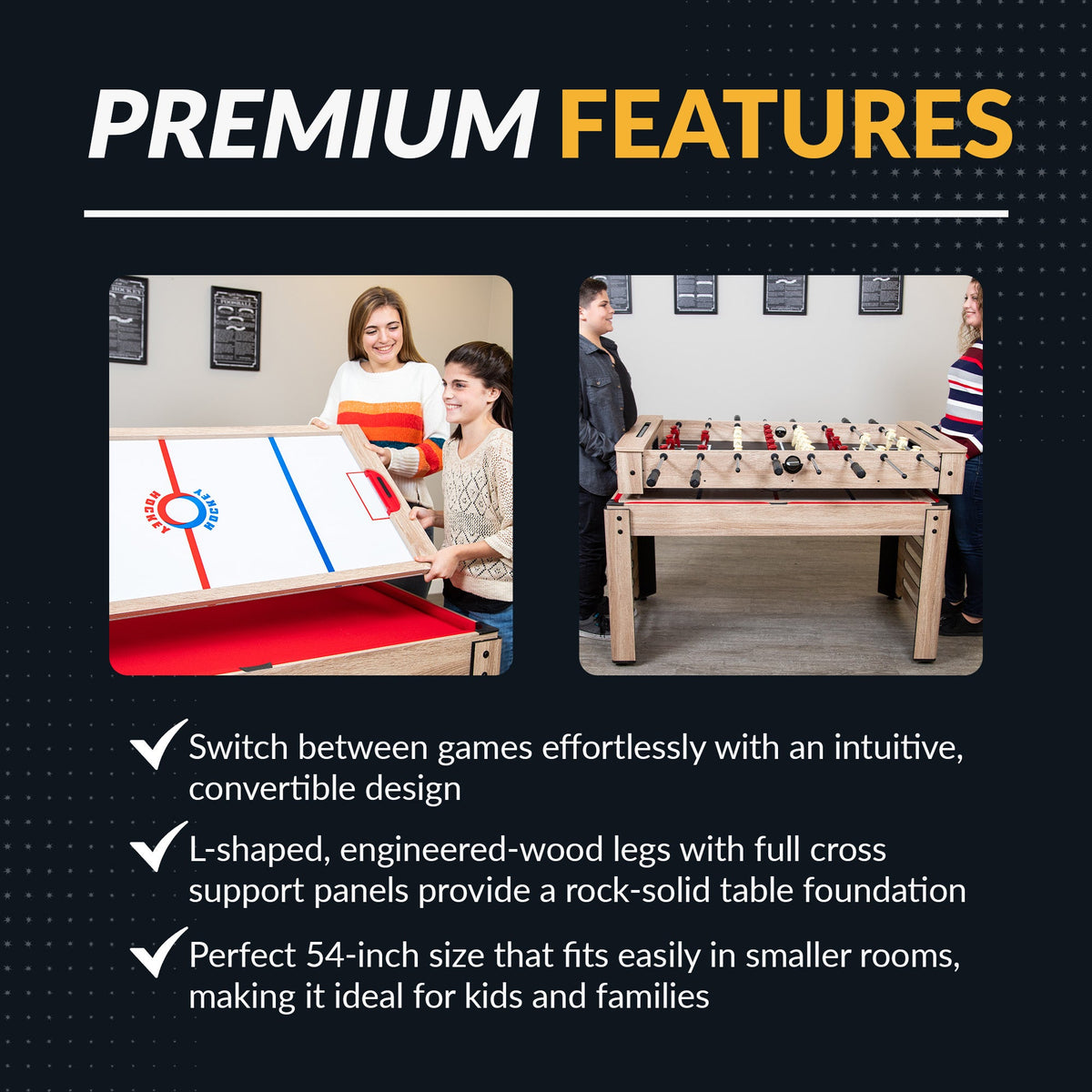 Hathaway Madison 54-in Foosball 6-in-1 Multi-Game Table